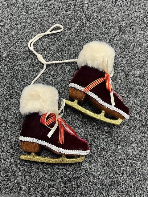 Christmas Ice Skate Decoration - Burgundy