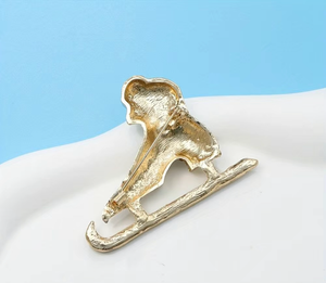 White and Gold Ice Skates Brooch Pin