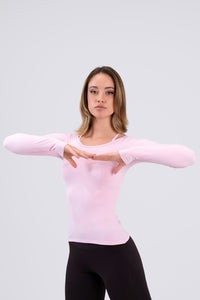 Intermezzo 6660 Cross Ice Skating Top in Baby Pink