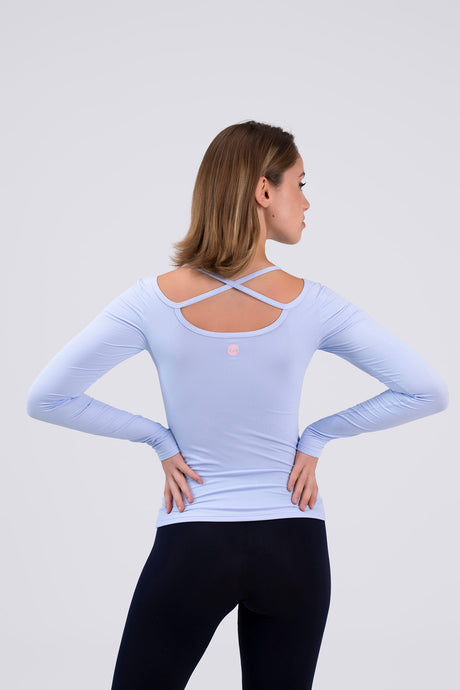 Intermezzo 6660 Cross Ice Skating Top in Pale Blue