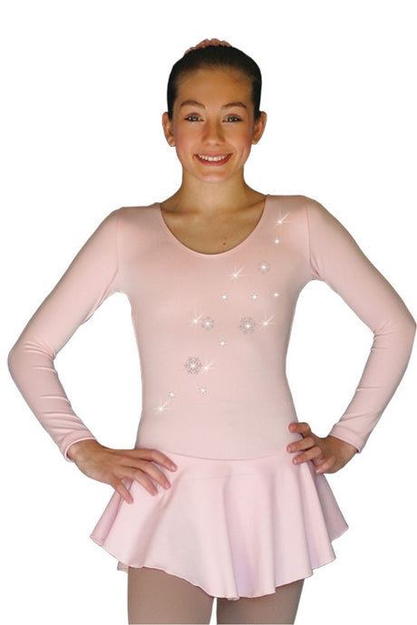 DLP728 Long Sleeve Fleece Dress with Crystals (Baby Pink-Snowflakes)