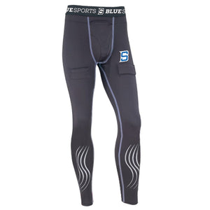 Blue Sport Compression Pant With Cup